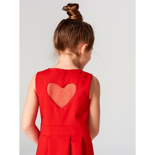 Mohito - Dziewczęca sukienka z aplikacją na plecach little princess - Czerwony pomaranczowy Mohito 110-116 
