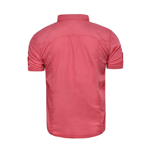 Wyprzedaż koszula męska z krótkim rąkawem 1161 - różowa czerwony Risardi XL 