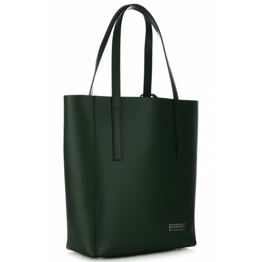Vittoria Gotti Torebki Skórzane z kosmetyczką Elegancki Włoski ShopperBag XL Butelkowa Zieleń (kolory) Vittoria Gotti szary wyprzedaż PaniTorbalska