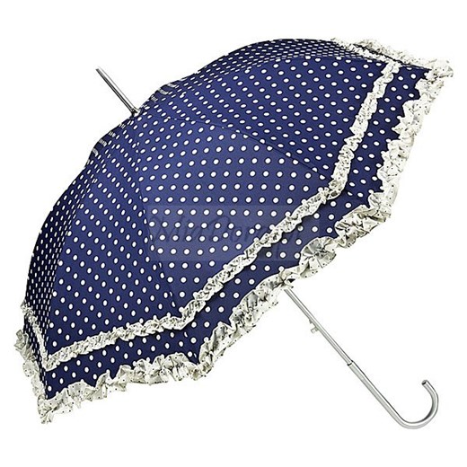 Mary - parasolka w kropki z falbanką niebieski Von Lilienfeld  Parasole MiaDora.pl