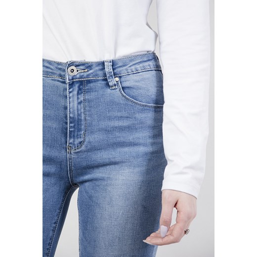 Jasne spodnie jeansowe bez przetarć niebieski  XS olika.com.pl