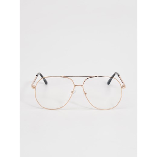 Sinsay - Okulary awiatorki - Beżowy szary Sinsay One Size 