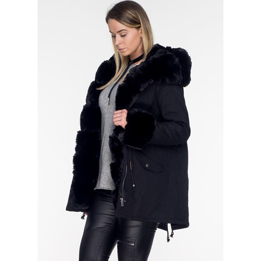 Parka PREMIUM BLACK FUR czarna czarny  S Lagattini.pl