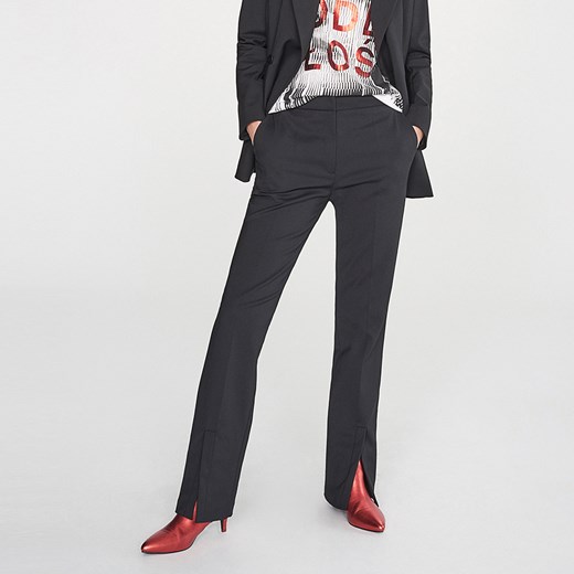 Reserved - Spodnie z wysokim stanem redesign - Czarny Reserved szary 40  okazyjna cena 