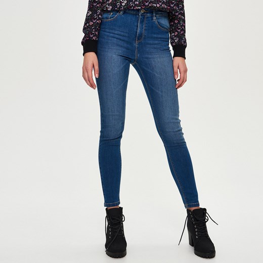 Sinsay - Jeansy high waist - Niebieski Sinsay granatowy 36 