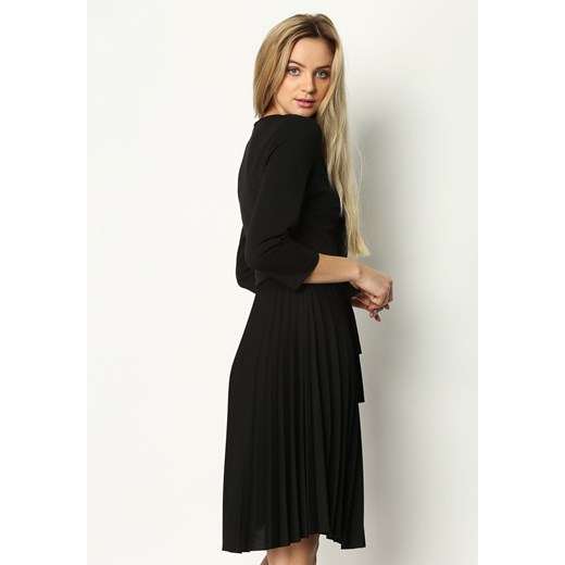 Czarna Sukienka Pleated Belted Renee uniwersalny renee.pl