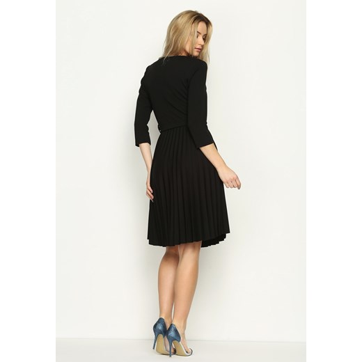 Czarna Sukienka Pleated Belted Renee uniwersalny renee.pl