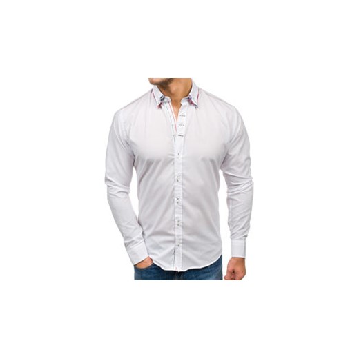 Koszula męska elegancka z długim rękawem biała Bolf 2705