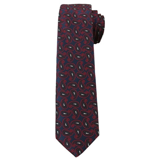 Modny Męski Krawat, Wzór PAISLEY - 6 cm - Angelo di Monti- Granatowo-Bordowy KRADM1341 ze sklepu JegoSzafa.pl w kategorii Krawaty - zdjęcie 42410203