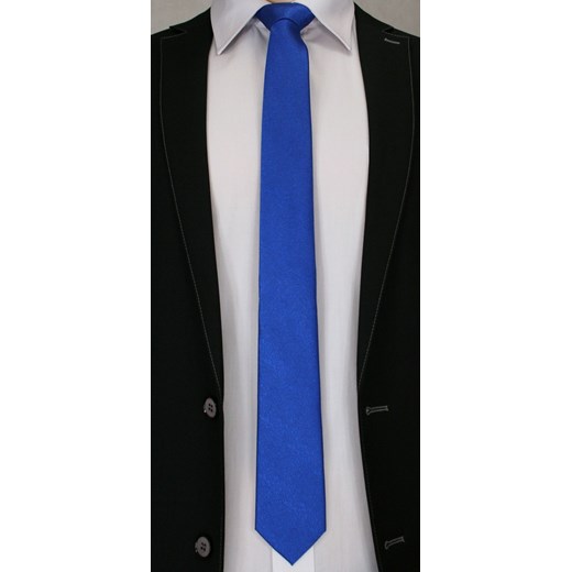 Niebieski Krawat z Orientalną Fakturą - 6 cm - Angelo di Monti KRADM1364 Angelo Di Monti   JegoSzafa.pl