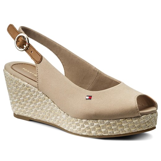 Espadryle TOMMY HILFIGER - Iconic Elba Basic Sling Back FW0FW02788 Cobblestone 068 bezowy Tommy Hilfiger 37 eobuwie.pl