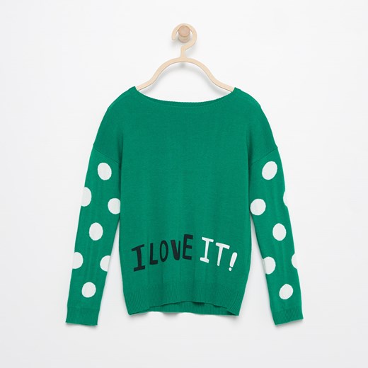 Reserved - Sweter z żakardowymi rękawami - Zielony zielony Reserved 122 
