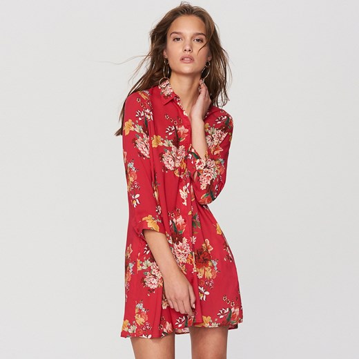 Reserved - Sukienka w kwiaty - Czerwony Reserved czerwony 36 