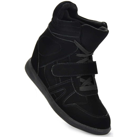 Czarne trampki sneakery na koturnie /D6-3 1255B S364/ Pantofelek24  40 pantofelek24.pl