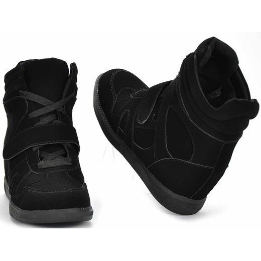 Czarne trampki sneakery na koturnie /D6-3 1255B S364/ Pantofelek24  38 pantofelek24.pl