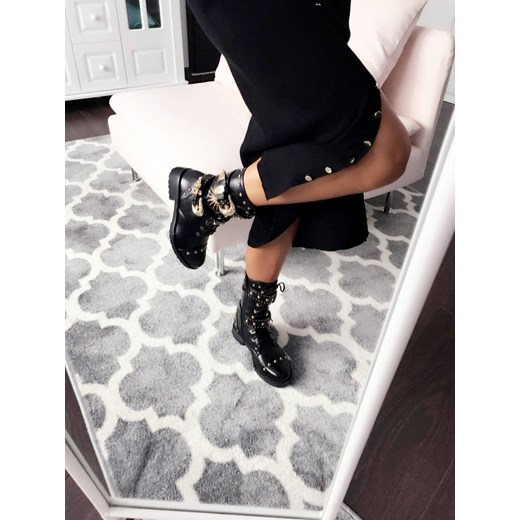 Botki z klamrami Bianco czarny Dolce Moda promocyjna cena
