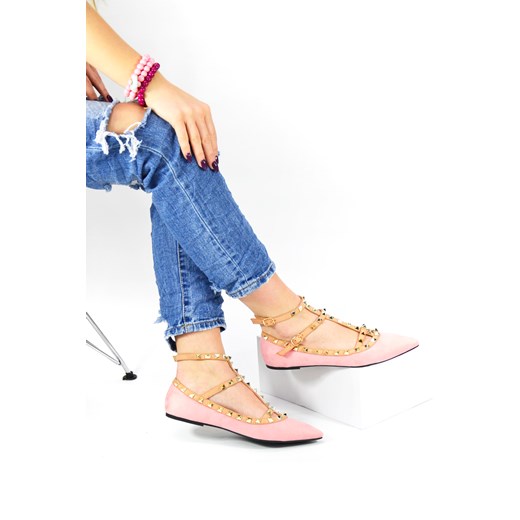 Baleriny z ćwiekami Valentino niebieski Dolce Moda