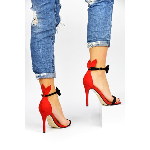 Sandały na szpilce bunny heels czerwone niebieski Dolce Moda  