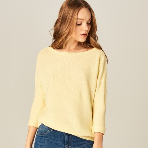 Mohito - Miękki sweter z bawełną - Żółty bezowy Mohito XS 