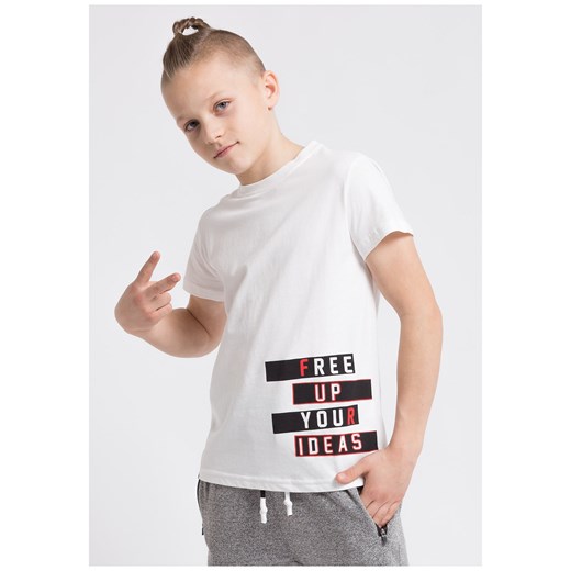 T-shirt dla dużych chłopców JTSM202 - biały