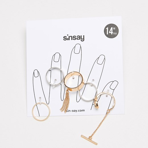Sinsay - Zestaw pierścionków - Wielobarwn Sinsay bialy One Size Sinsay.