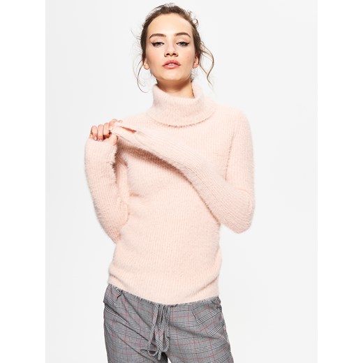 Cropp - Sweter z golfem - Różowy bezowy Cropp XS Cropp.