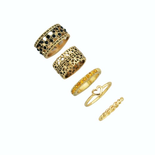 PIERŚCIONEK KOMPLET ZŁOTE OBRĄCZKI AŻUROWE VINTAGE szary EU11 US6 blinkshop.pl