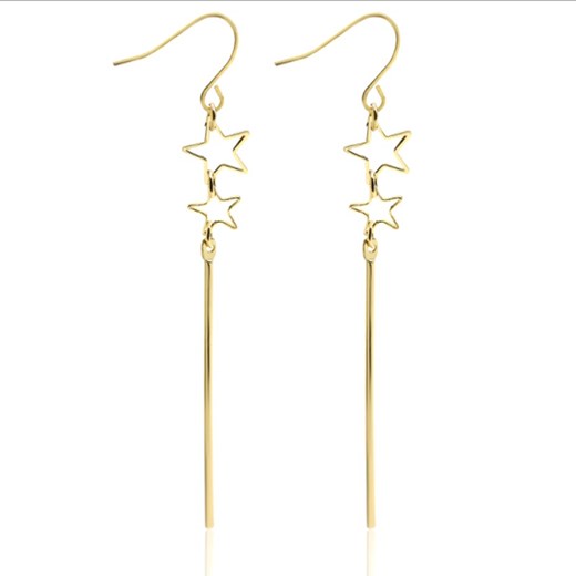 KOLCZYKI ZŁOTE BLASZKI GWIAZDKI WISZĄCE bezowy   blinkshop.pl