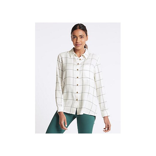 Checked Long Sleeve Shirt  bialy Marks & Spencer  Marks&Spencer