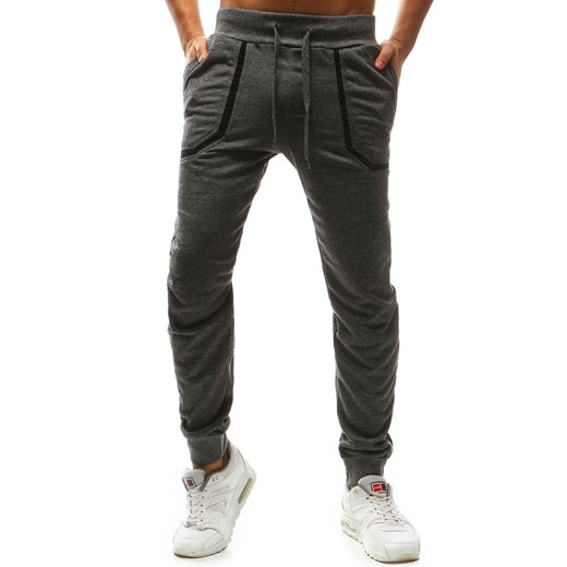 Spodnie męskie dresowe grafitowe (ux1123) czarny Dstreet XXL okazyjna cena  