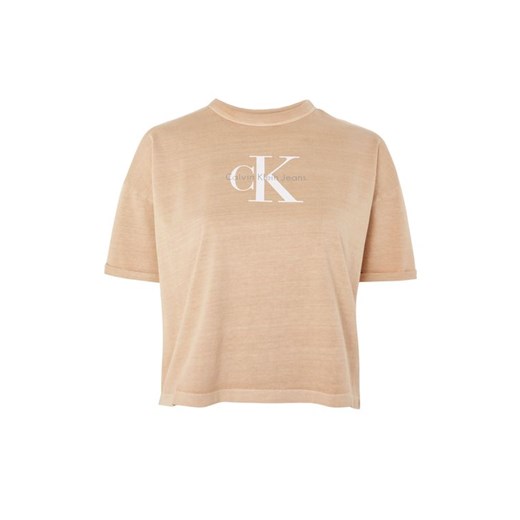 **Short Sleeve Crop T-Shirt by Calvin Klein Topshop brazowy  