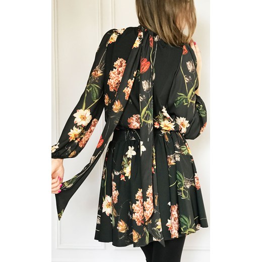 Sukienka w kwiaty Paris butelkowa zieleń -35% XS okazja Modova