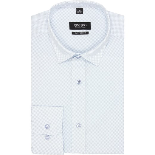 koszula versone 2689 długi rękaw custom fit biały szary Recman 40/176-182 