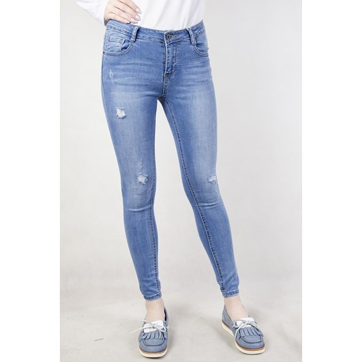 Jasne spodnie jeansowe przylegające  niebieski M olika.com.pl
