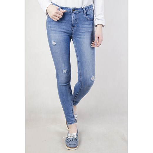 Jasne spodnie jeansowe przylegające niebieski  S olika.com.pl