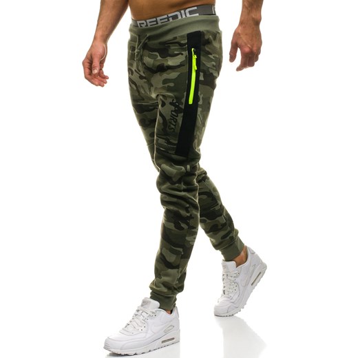 Spodnie męskie dresowe joggery moro-zielone Denley ML230 Denley.pl  XL okazja Denley 