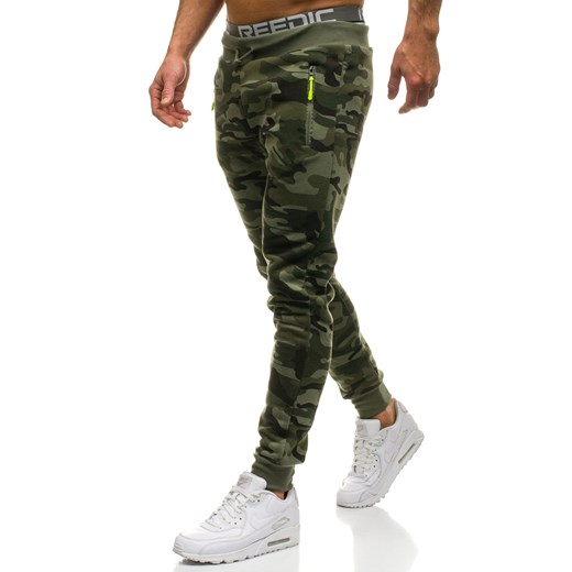 Spodnie męskie dresowe joggery moro-zielone Denley ML232  Denley.pl L wyprzedaż Denley 