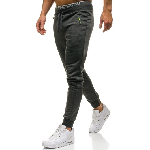 Spodnie męskie dresowe joggery grafitowe Denley JX9292  Denley.pl 2XL Denley promocyjna cena 