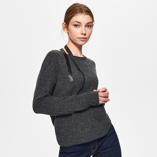 Cropp - Sweter z drobnym splotem - Szary  Cropp L 