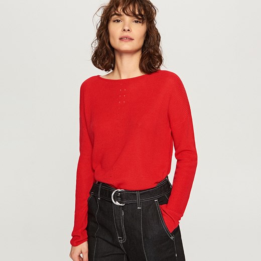 Reserved - Sweter z lekkiej dzianiny - Czerwony Reserved pomaranczowy L 