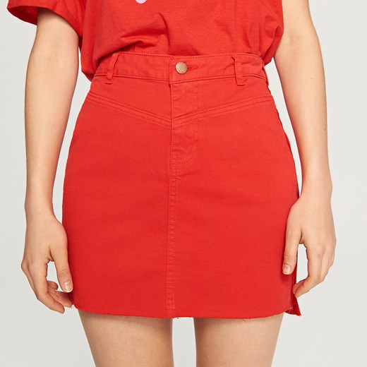 Reserved - Jeansowa spódnica - Czerwony Reserved pomaranczowy 34 