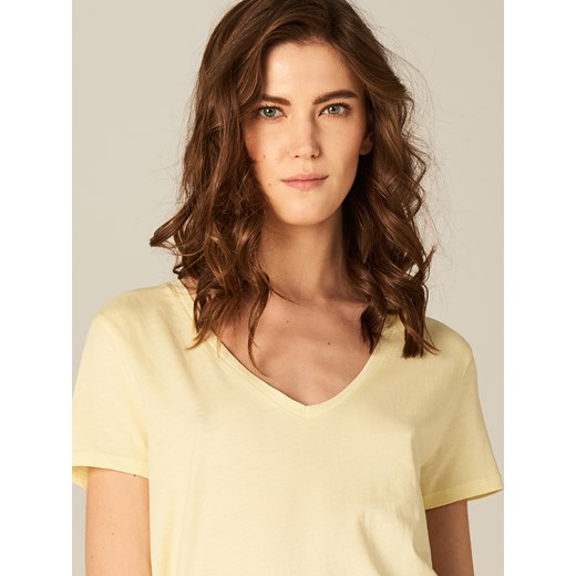Mohito - Długa bawełniana koszulka - Żółty brazowy Mohito XS 