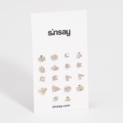 Sinsay - Paka kolczyków na sztyft - Beżowy bialy Sinsay One Size 