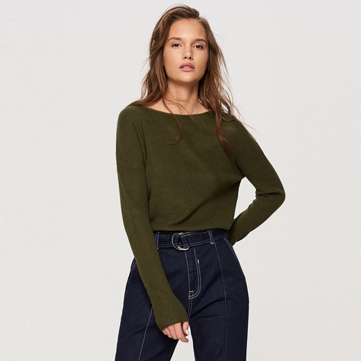 Reserved - Sweter z lekkiej dzianiny - Khaki Reserved zielony S 