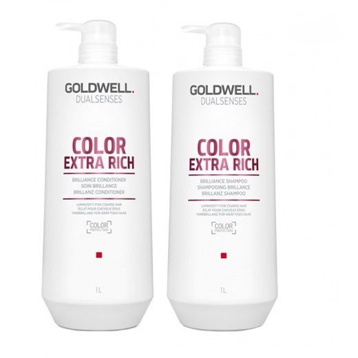 Goldwell Color Extra Rich zestaw do włosów farbowanych | Szampon 1000ml, Odżywka 1000ml - Wysyłka w 24H! Goldwell szary  Estyl.pl
