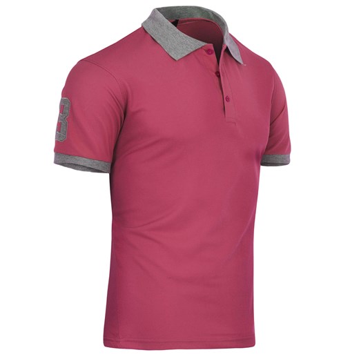 Koszulka polo męska różowa slim Recea