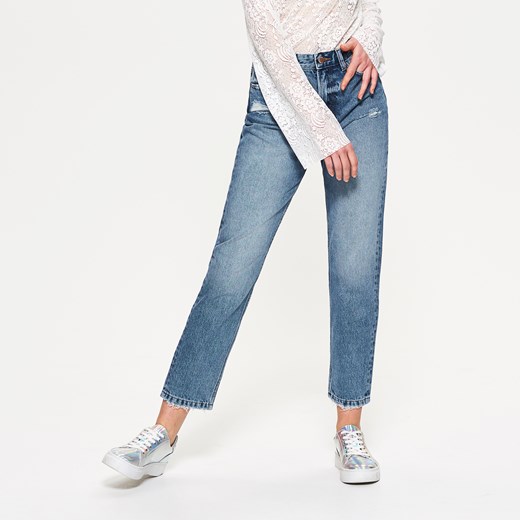 Cropp - Mom jeans - Niebieski Cropp niebieski 36 