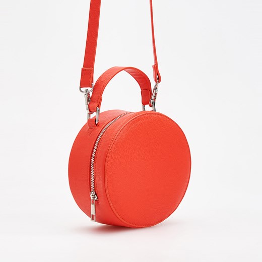 Reserved - Okrągły kuferek z odpinanym paskiem - Czerwony pomaranczowy Reserved One Size 