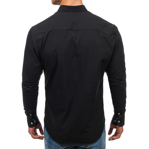 Koszula męska elegancka z długim rękawem czarna Bolf 7720