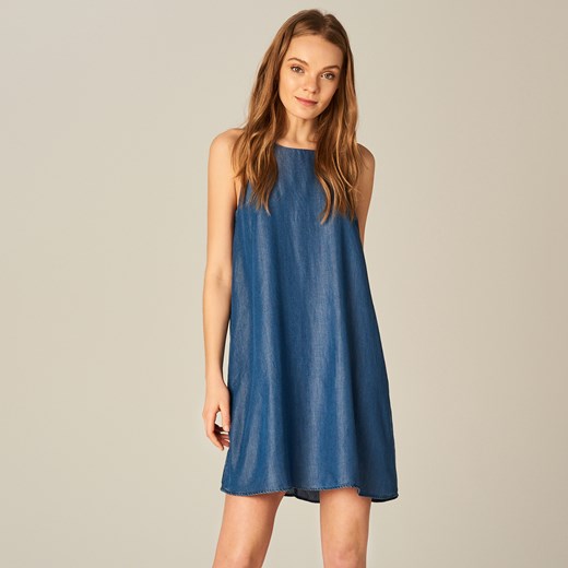 Mohito - Mini sukienka z dekoltem halter - Niebieski Mohito niebieski 40 